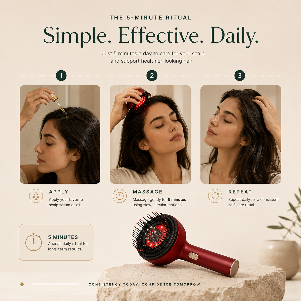 Zayvio Red Light Therapy Scalp Brush