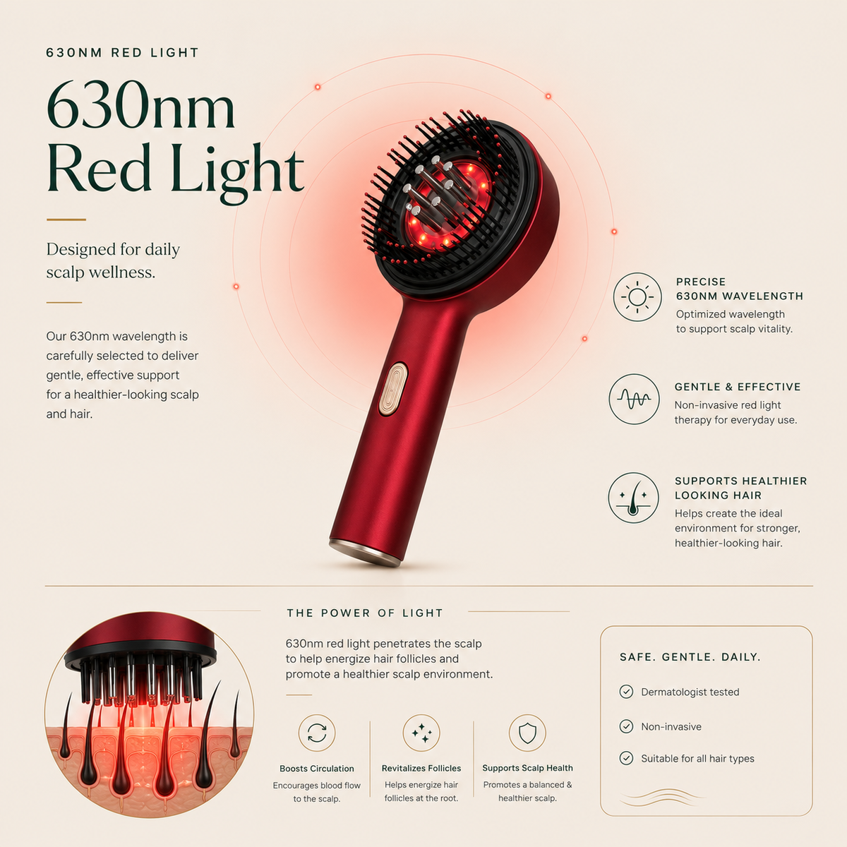 Zayvio Red Light Therapy Scalp Brush